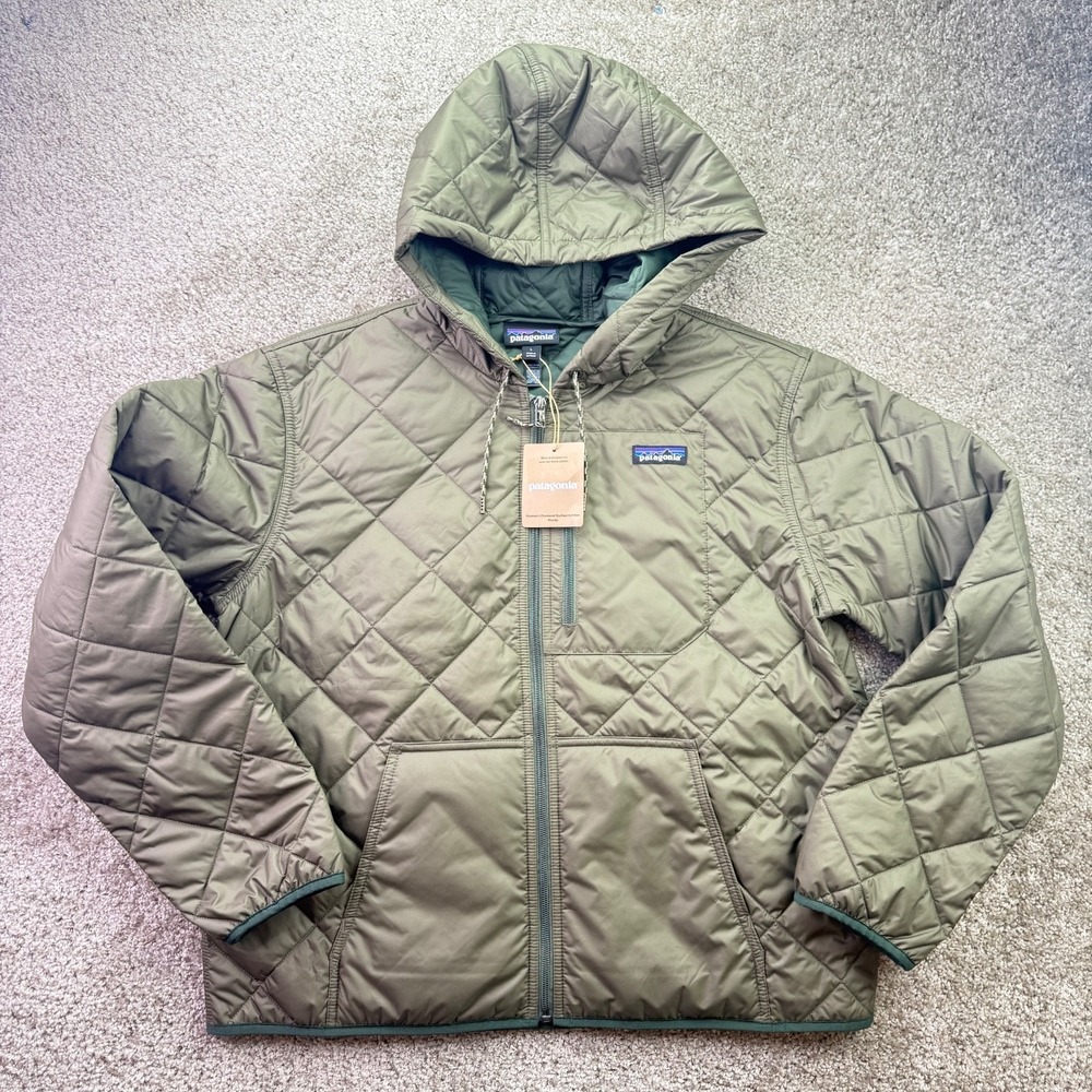 Patagonia Diamond Quilted Bomber Hoody Women's Size Large L NWT Basin Green NEW